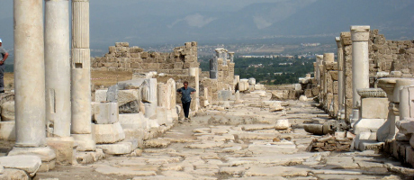 student standing in Greece during study abroad trip