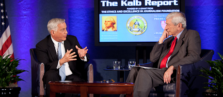 Walter Isaacson and Marvin Kalb talk on Kalb Report set 