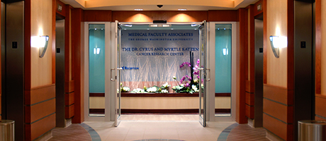 view of interior entrance to Dr. Cyrus and Myrtle Katzen Cancer Research Center