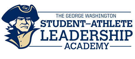 graphical representation of the George Washington Student-Athlete Leadershop Academy with mascot George 