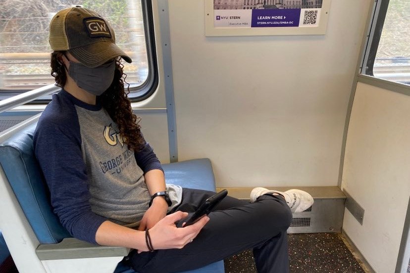 Student rides the Metro 