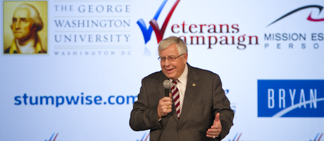 Mike Enzi speaks on stage