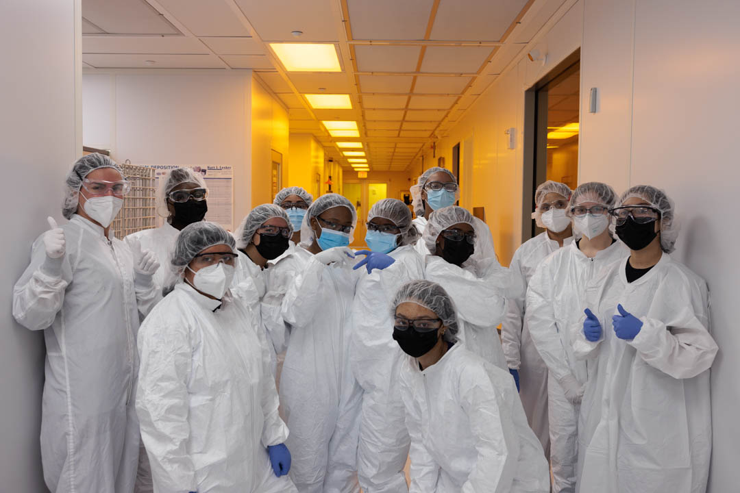 students in the cleanroom