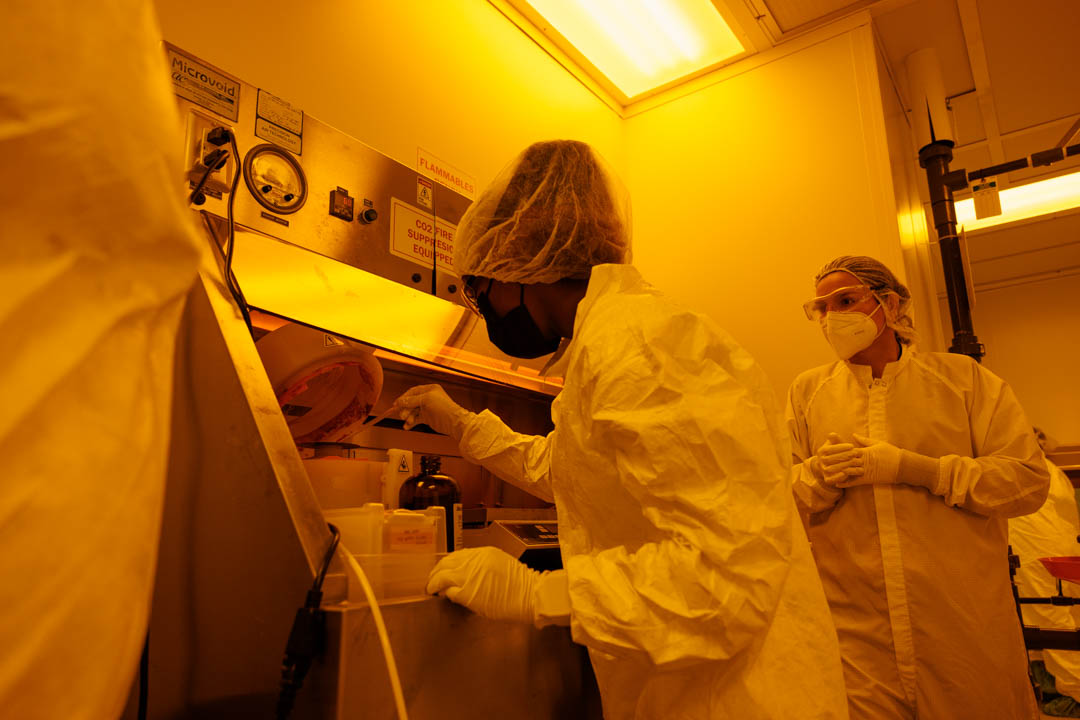 students in the cleanroom