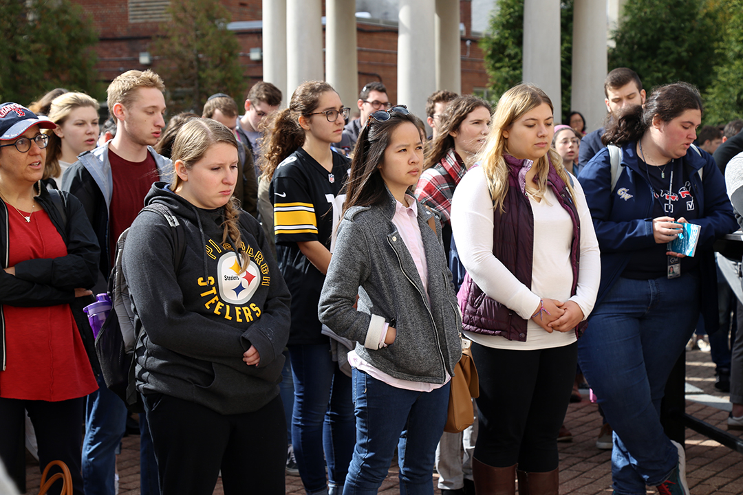 GW students on Kogan Plaza after shootings in Pittsburgh