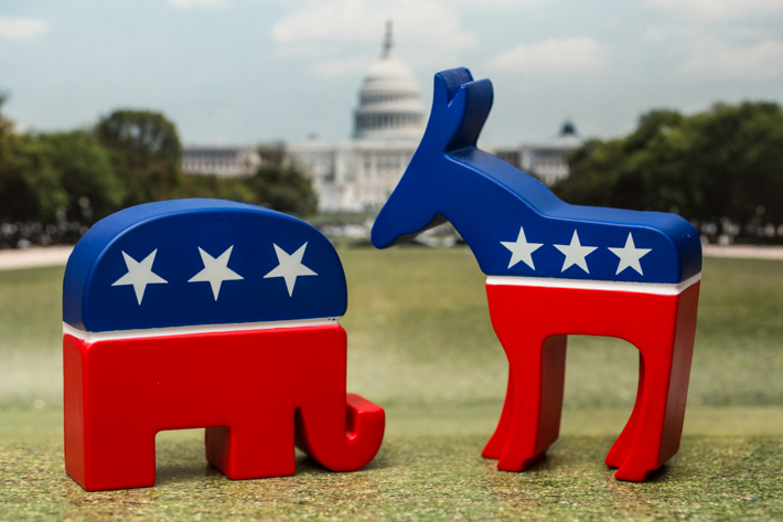 Election, Republican and Democrat logos