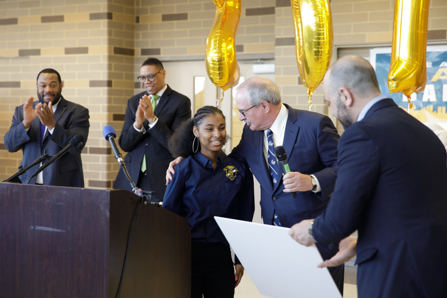 Dr. LeBlanc congratulates SJT winner