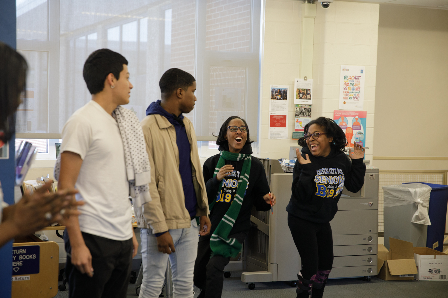 students celebrating win