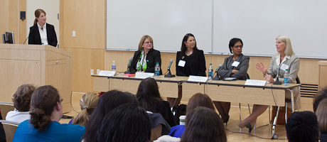 Laura Taddeucci Downs moderates a panel with Anne Saunders Fabry, Mary Davis Holt, Terri Harris Reed and Mary Jo Warner