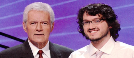 John Krizel with Jeopardy host Alex Tribek