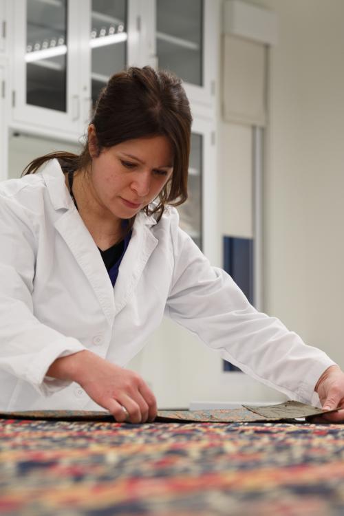 Maria Fusco, Chief Conservator and Margaret Wing Dodge Chair of Conservation, oversees the conservation lab at the museum’s Avenir Foundation Conservation and Collections Resource Center. (Photo: William Atkins)
