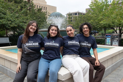 Cisneros Scholars and student researchers (from left) Annabelle Manzo, Jacqueline Dioses, Georgette Encinas and Christopher Flores-Moreno