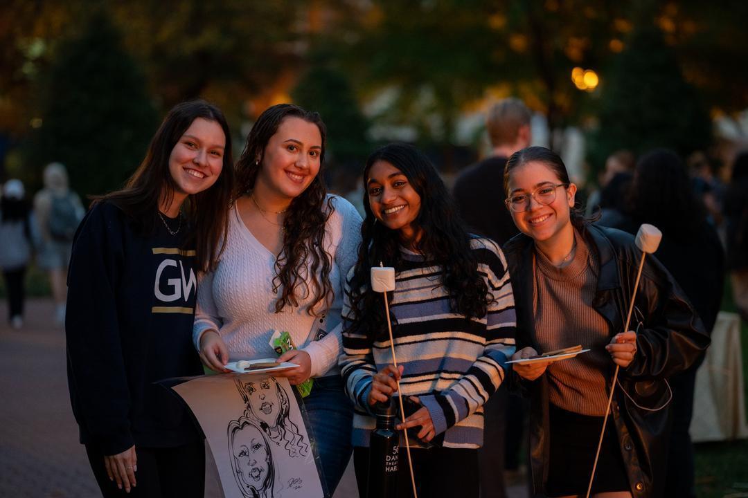 Group of students posing with marshmallows