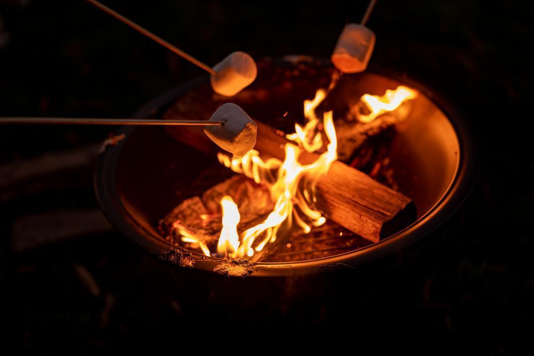 Marshmallows roasting over the bonfire