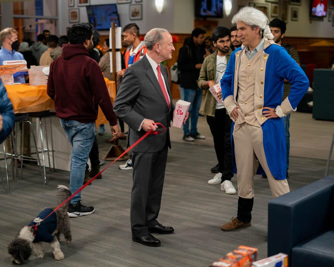 President Wrighton with George in costume 