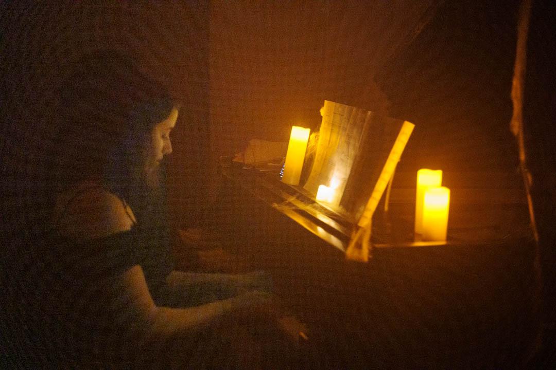 Student playing piano