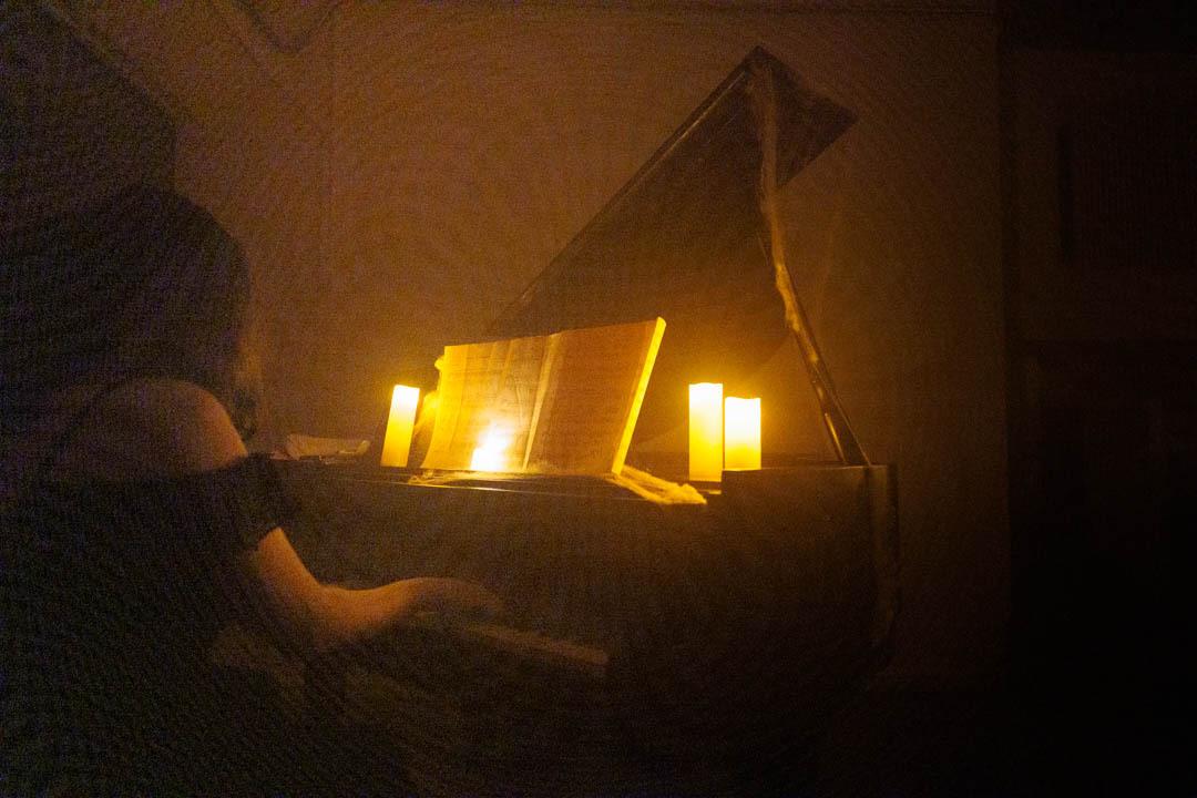 Student playing the piano