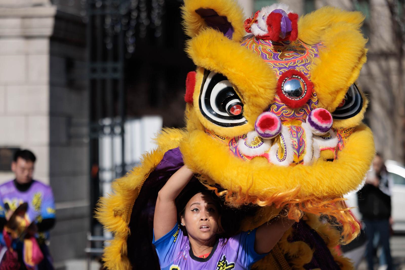 Lion dancer on Kogan plaza
