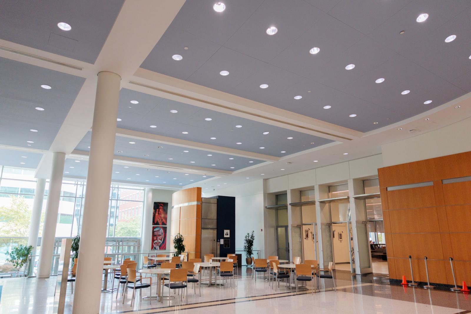 newly painted ceiling in USC lobby