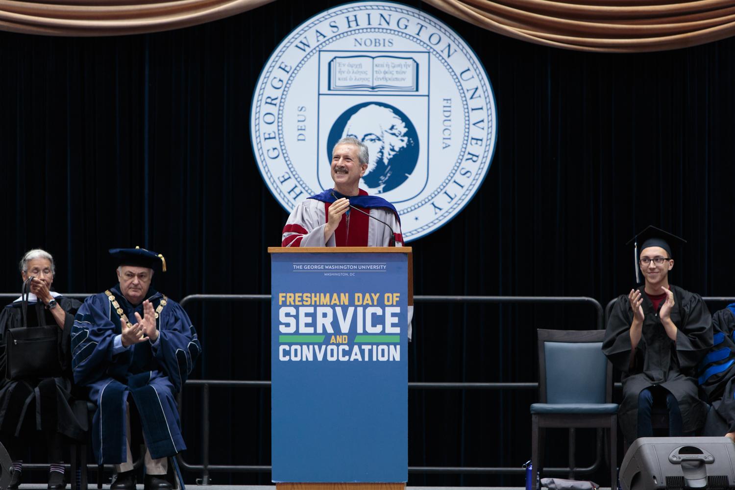 Provost Steven Lerman speaking at Convocation. (Photo: William Atkins)