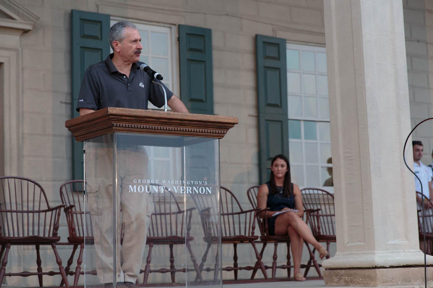 Provost Steven Lerman speaks to the Class of 2019 at their First Night celebration.