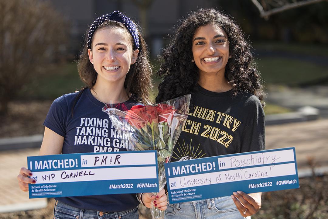 Match Day, Friends posing with “I matched” signs