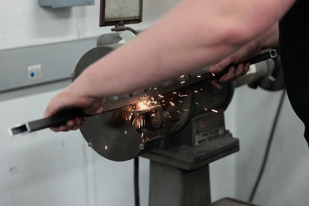 students in the machine shop