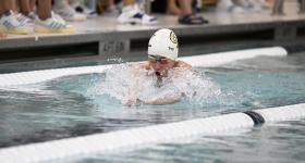 Julia Knox competes in the 200 meter breaststroke. (GW Sports)