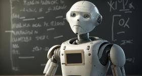 robot before blackboard