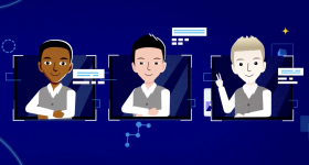 An image of three chatbot avatars—one Black, one Asian and one white—from an explanatory video created by the research team.