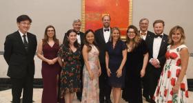  Anthony Hu (left) at the 2023 Ambassador's Awards Dinner with members of the Netherlands-America Foundation Education Committee. 
