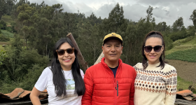 Law students Fiorella Valladares, left, and Maria LeLourec met Quechua climate activist Saúl Luciano Lliuvas 