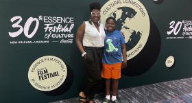 Imani Cheers and her son, Isaiah, at the Essence Film Festival in New Orleans.