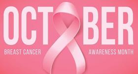 Breast Cancer Awareness month graphic image of a  pink ribbon.