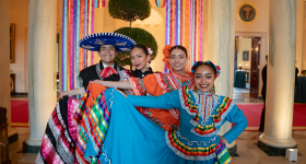 Members of GW Folklórico in traditional costume at the White House reception. (Courtesy Marko Sánchez)