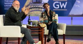 José Andrés and Pati Jinich discussed their "doubly rooted" experiences as immigrants, cooks and parents. (William Atkins/GW Today)