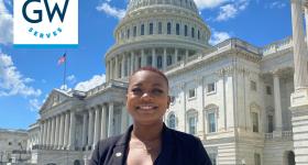 Niaomi MoShier outside the nation's capital building in Washington, D.C.