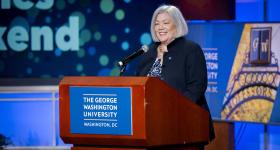 Ellen Granberg at the podium