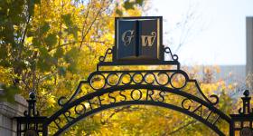 GW Professors Gate in Foggy Bottom on a sunny autumn day