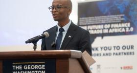 n: Botswana’s Vice President Ndaba Nkosinathi Gaolathe, who is also the country’s finance minister and a GW alumnus ('95), was a keynote speaker at Africa 2.0. 