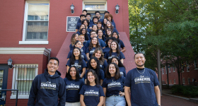 Cisneros Scholars and graduate fellows gathered outside the D.C. home of the Cisneros Institute in 2023. 