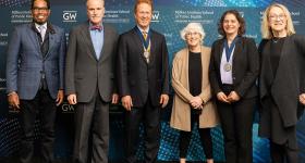 Provost Bracey joins new SPH endowed professors along with Dean Goldman.